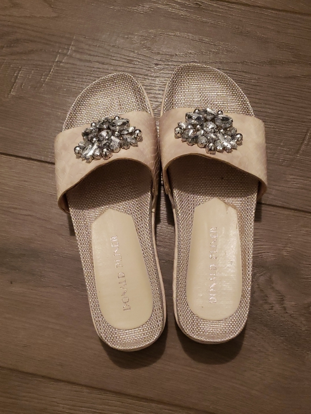 Donald J. Pliner Cream Jeweled Slide Mules - Picture 3 of 8